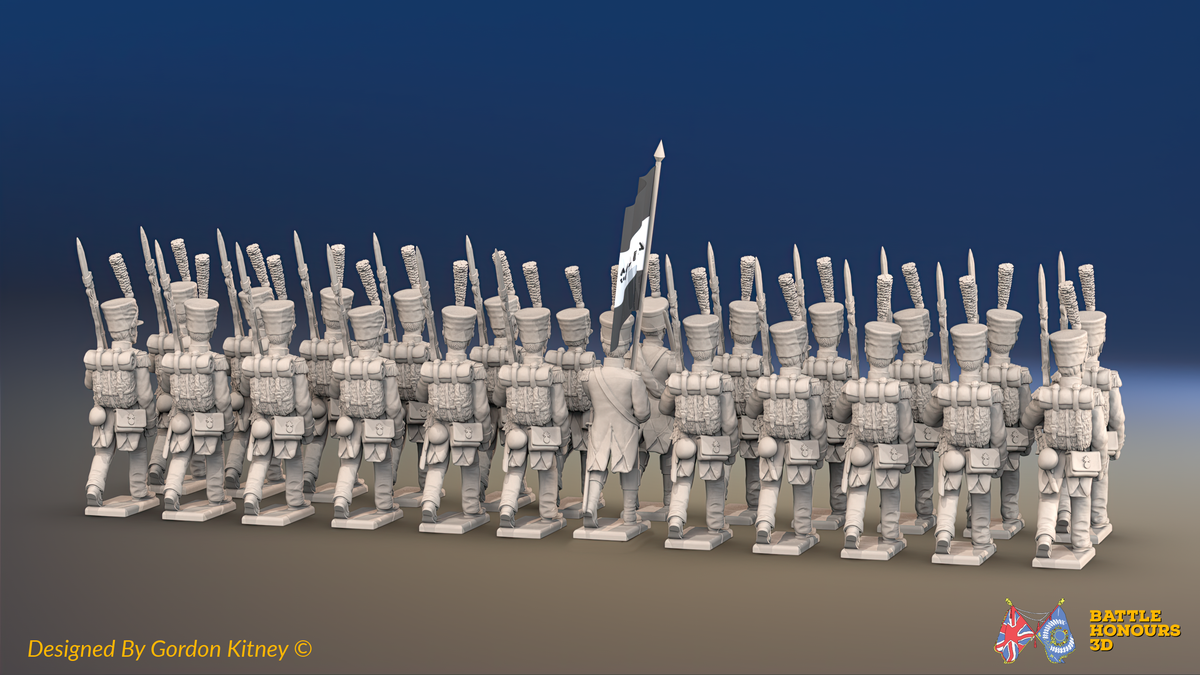 Napoleonic French Grenadier Battalion March Attack - Shakos and Jackets - 24 figures, rear view