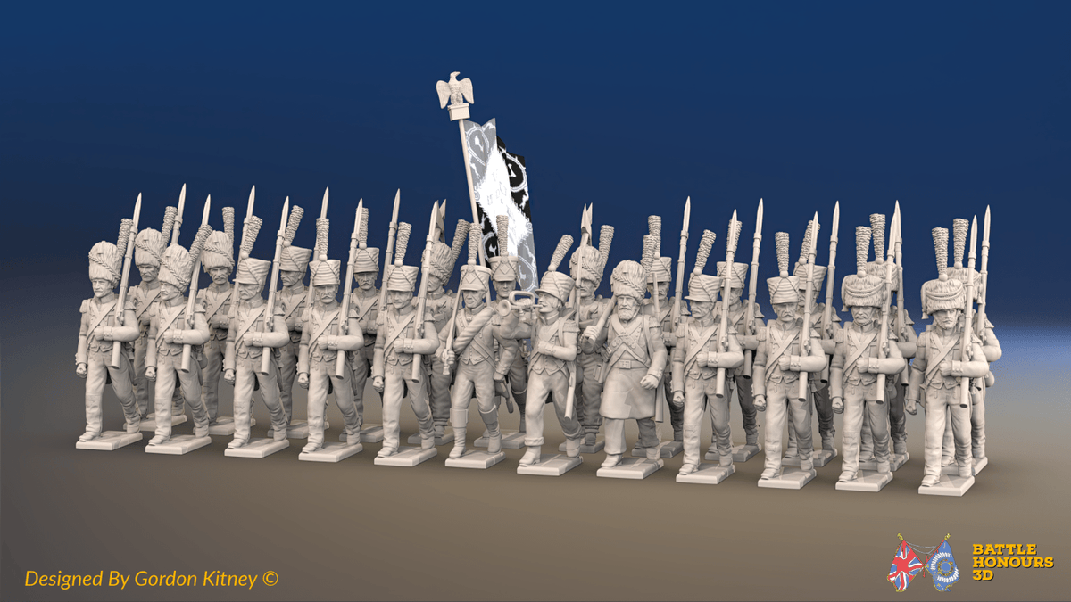 Napoleonic French Light Infantry Battalion Marching - Jackets - 24 figures, front view