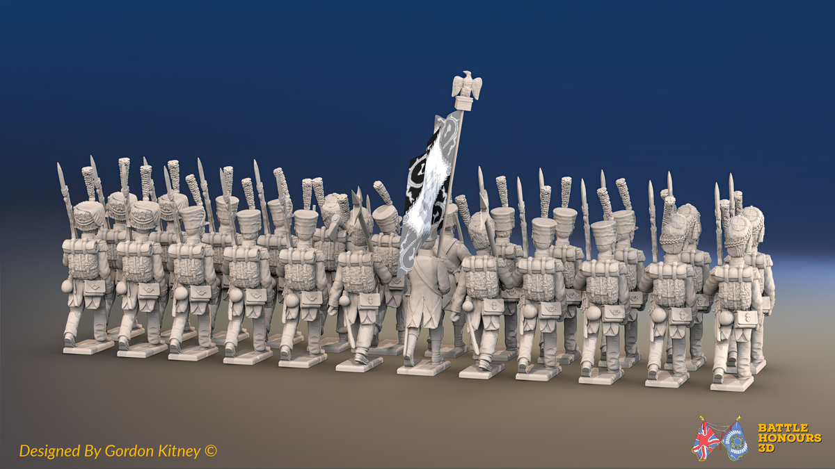 Napoleonic French Light Infantry Battalion Marching - Jackets - 24 figures, rear view