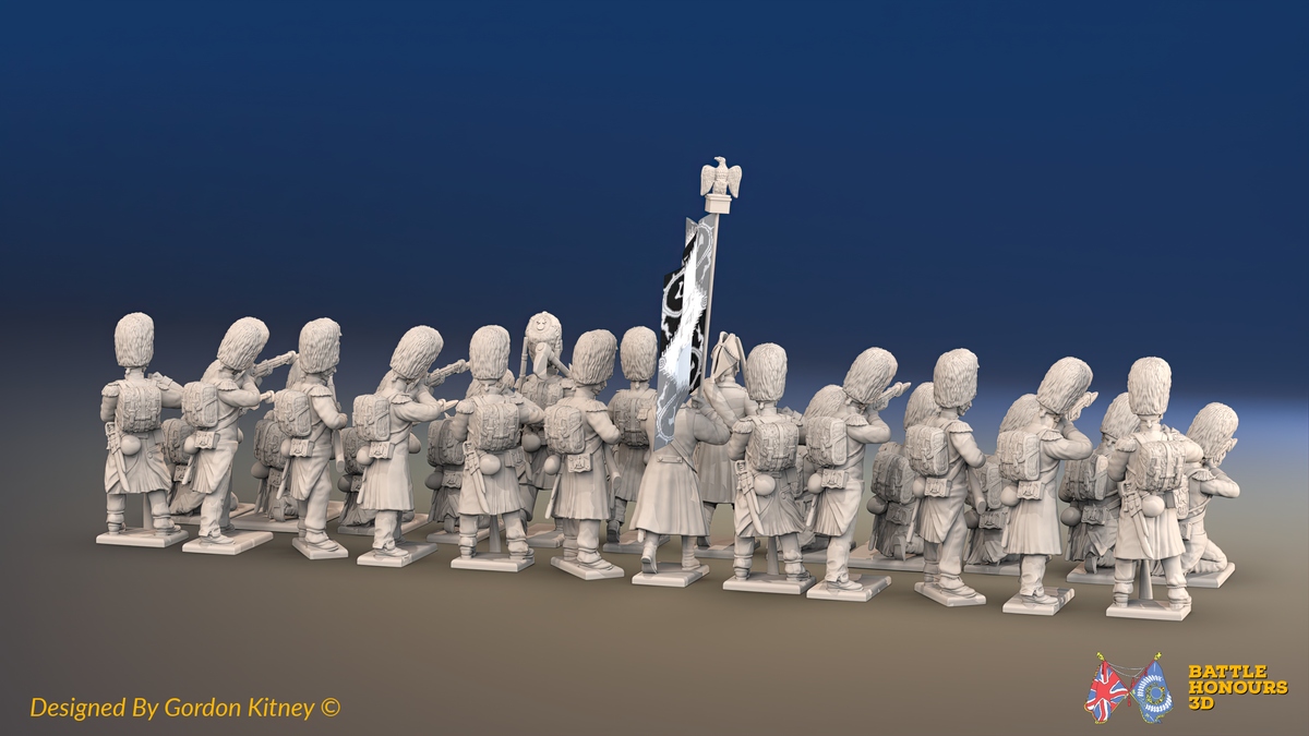 Napoleonic French Old Guard Chasseurs Battalion Firing Line - Greatcoats - 24 figures, rear view