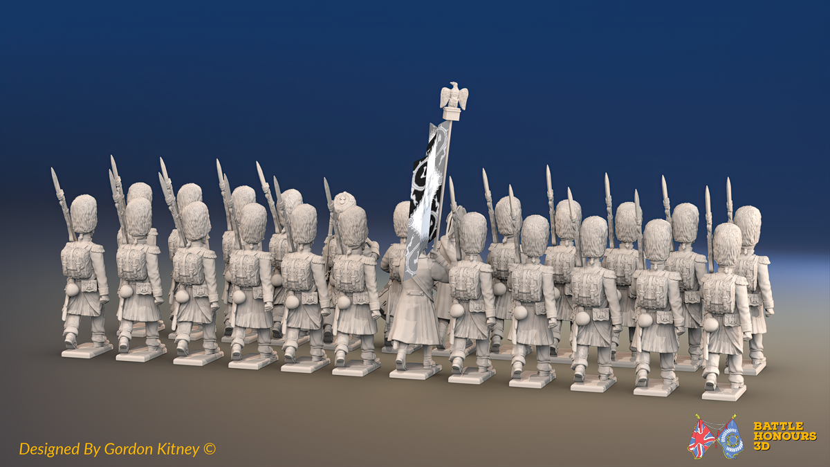 Napoleonic French Old Guard Chasseurs Battalion Marching - Greatcoats - 24 figures, rear view
