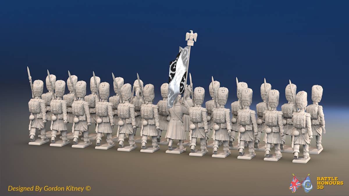 Napoleonic French Old Guard Grenadiers Battalion Advancing - Greatcoats - 24 figures, rear view