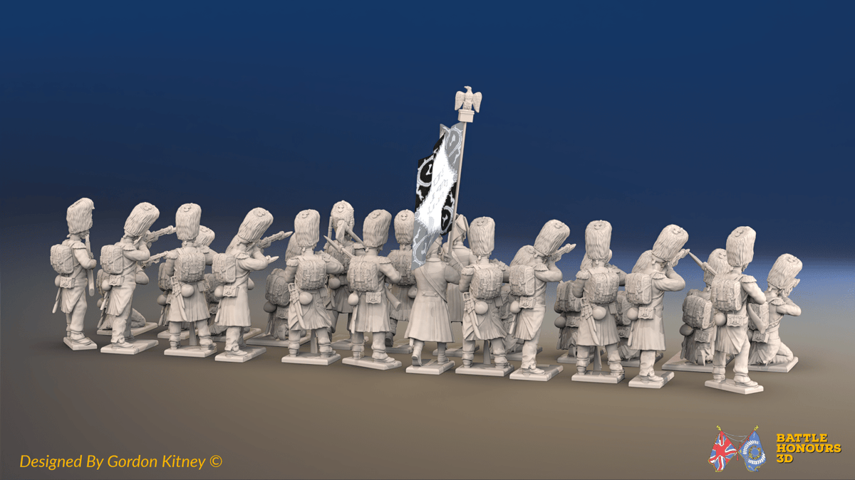 Napoleonic French Old Guard Grenadiers Battalion Firing Line - Greatcoats - 24 figures, rear view