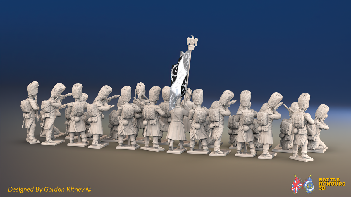 Napoleonic French Old Guard Grenadiers Battalion Firing Line - Greatcoats - 24 figures, rear view