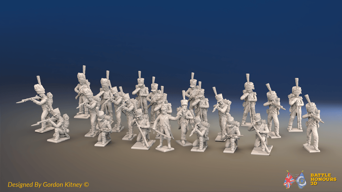 Napoleonic French Infantry Battalion Skirmishing - Jackets and Shakos - 24 figures, front view