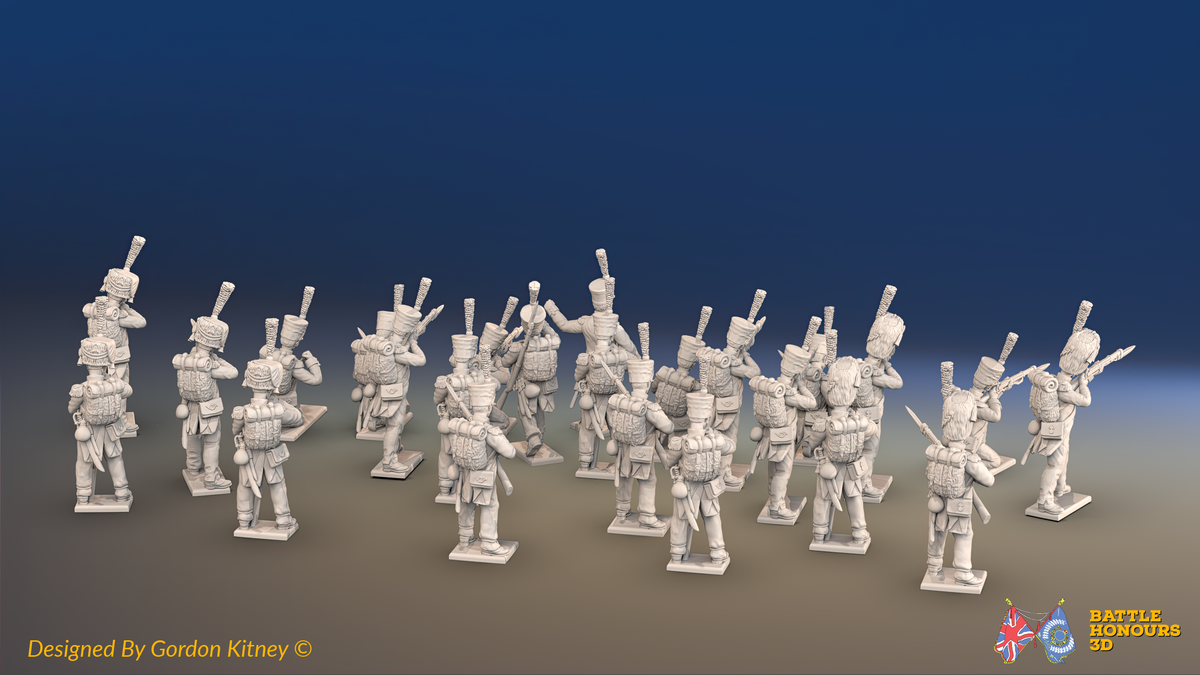Napoleonic French Infantry Battalion Skirmishing - Jackets and Shakos - 24 figures, rear view