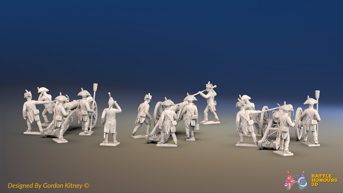 Napoleonic French Foot Artillery Battery - Bicornes and Trousers - 3 guns and 13 figures, rear view