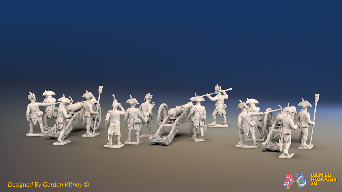 Napoleonic French Foot Artillery Battery - Bicornes and Gaiters - 3 guns and 13 figures, rear view