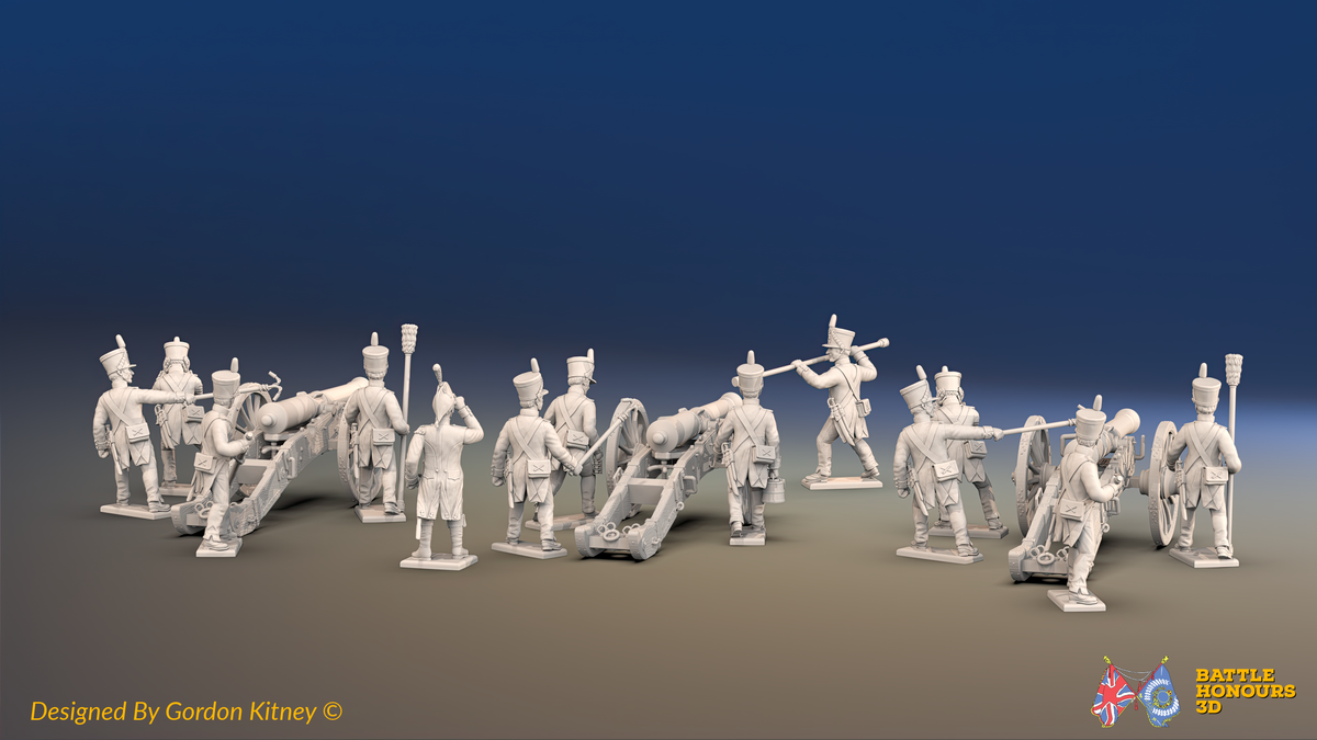 Napoleonic French Foot Artillery Battery - Shakos and Trousers - 3 guns and 13 figures, rear view