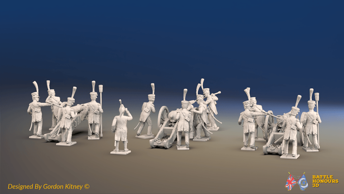Napoleonic French Horse Artillery Battery - Shakos - 3 guns and 13 figures, rear view