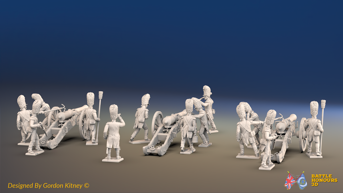 Napoleonic French Old Guard Foot Artillery Battery - 3 guns and 13 figures, rear view