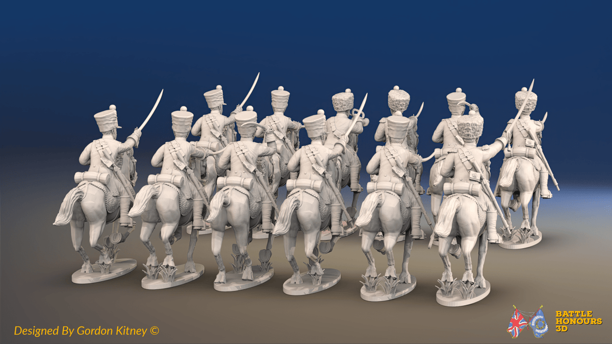 Napoleonic French Chasseurs à Cheval Regiment - Campaign Dress, Galloping - 12 mounted figures, rear view