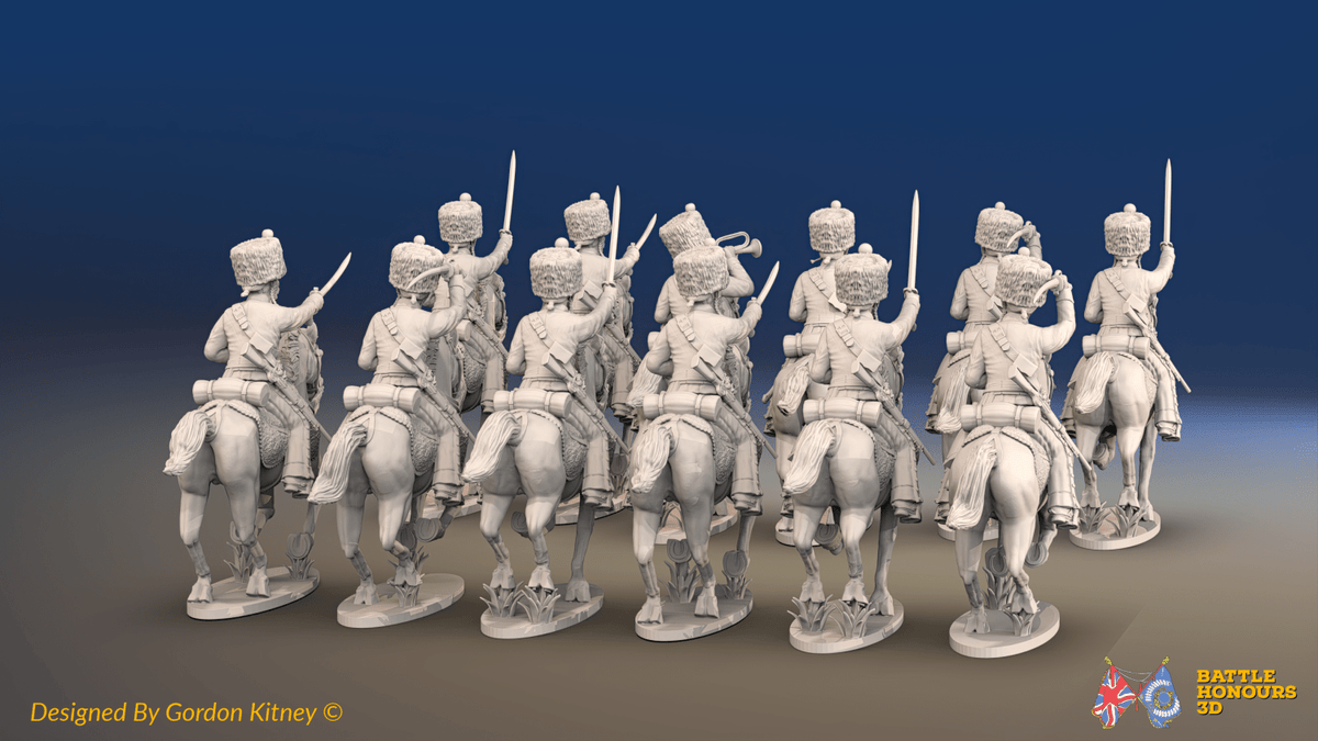 Napoleonic French Guard Cavalry Regiment - Campaign Dress, Galloping - 12 mounted figures, rear view