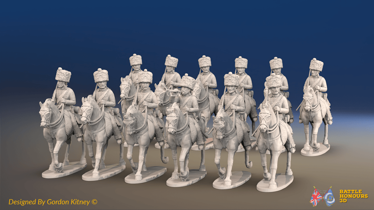 Napoleonic French Guard Cavalry Regiment - Campaign Dress, Trotting - 12 mounted figures, front view