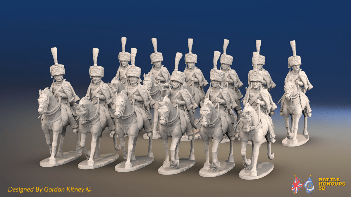 Napoleonic French Guard Cavalry Regiment - Full Dress, Trotting - 12 mounted figures, front view