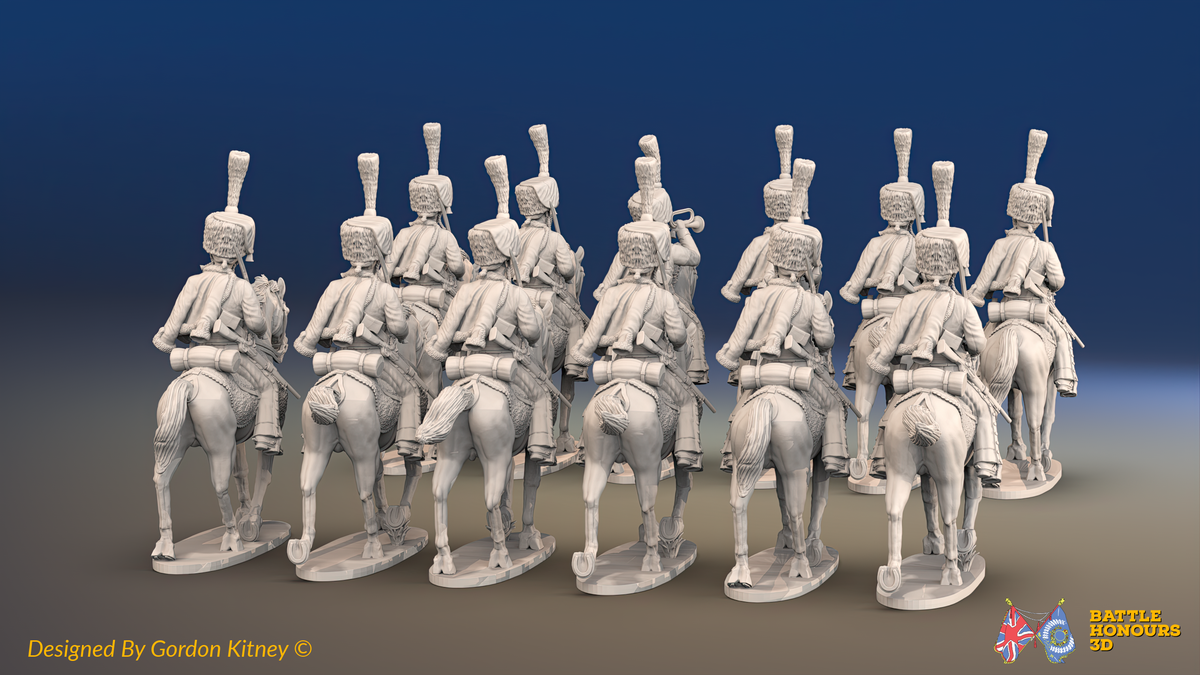 Napoleonic French Guard Cavalry Regiment - Full Dress, Trotting - 12 mounted figures, rear view