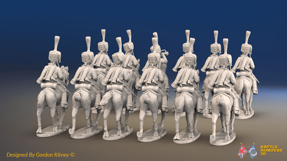 Napoleonic French Guard Cavalry Regiment - Full Dress, Trotting - 12 mounted figures, rear view