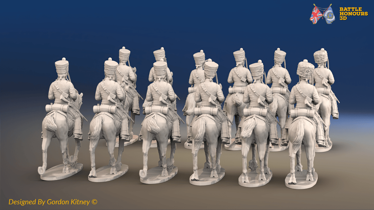 Napoleonic French Hussar Regiment - Campaign Dress, Trotting - 12 mounted figures, rear view