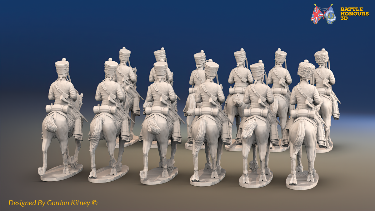 Napoleonic French Hussar Regiment - Campaign Dress, Trotting - 12 mounted figures, rear view