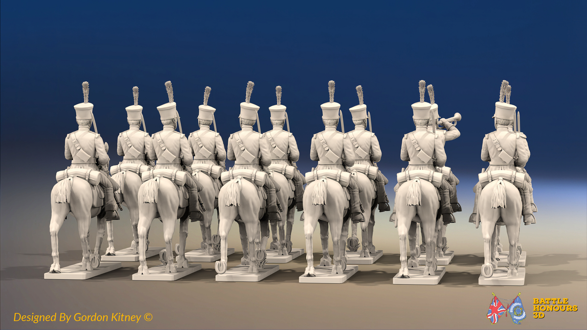 Napoleonic Portuguese Light Cavalry Regiment - Trotting - 12 mounted figures, rear view
