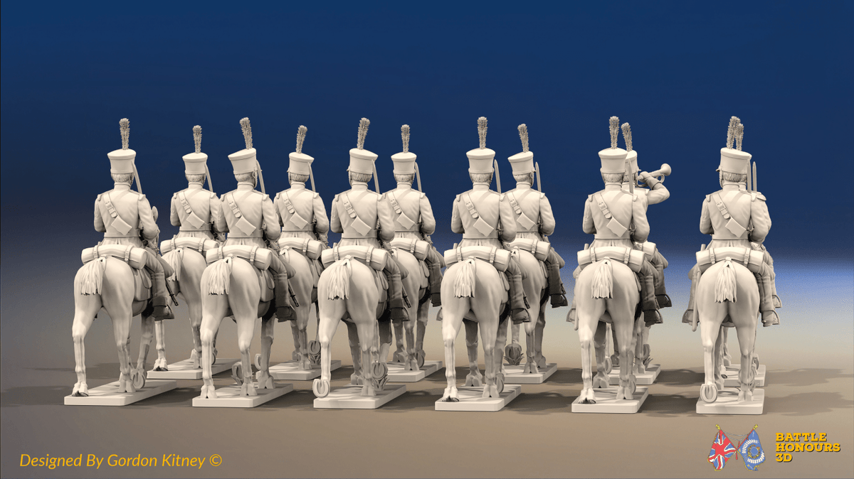 Napoleonic Portuguese Light Cavalry Regiment - Trotting - 12 mounted figures, rear view