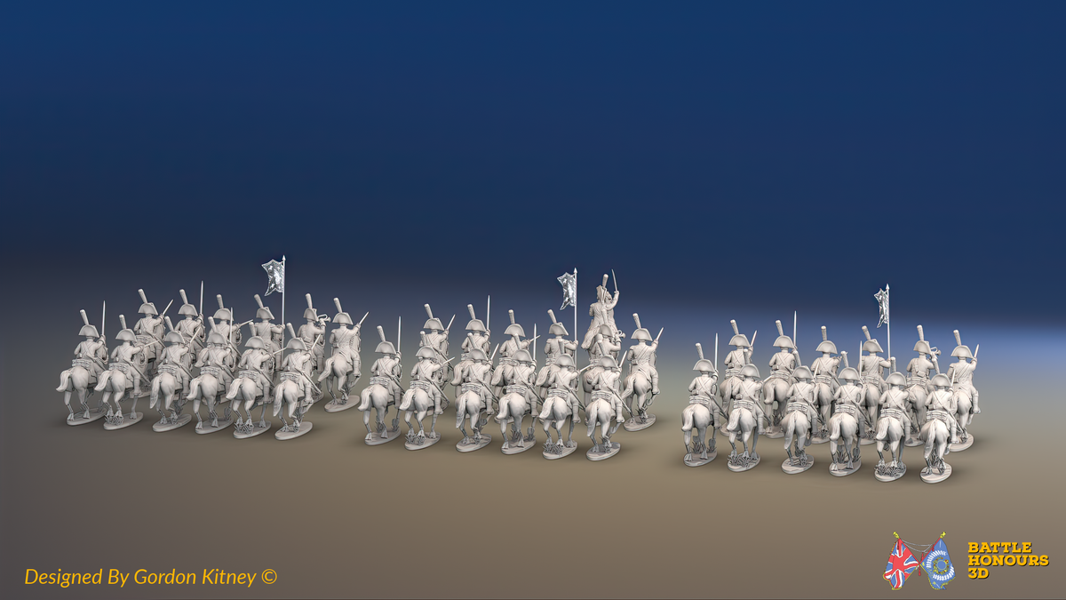 Napoleonic Spanish Heavy Dragoon Brigade - Galloping - 37 mounted figures, rear view