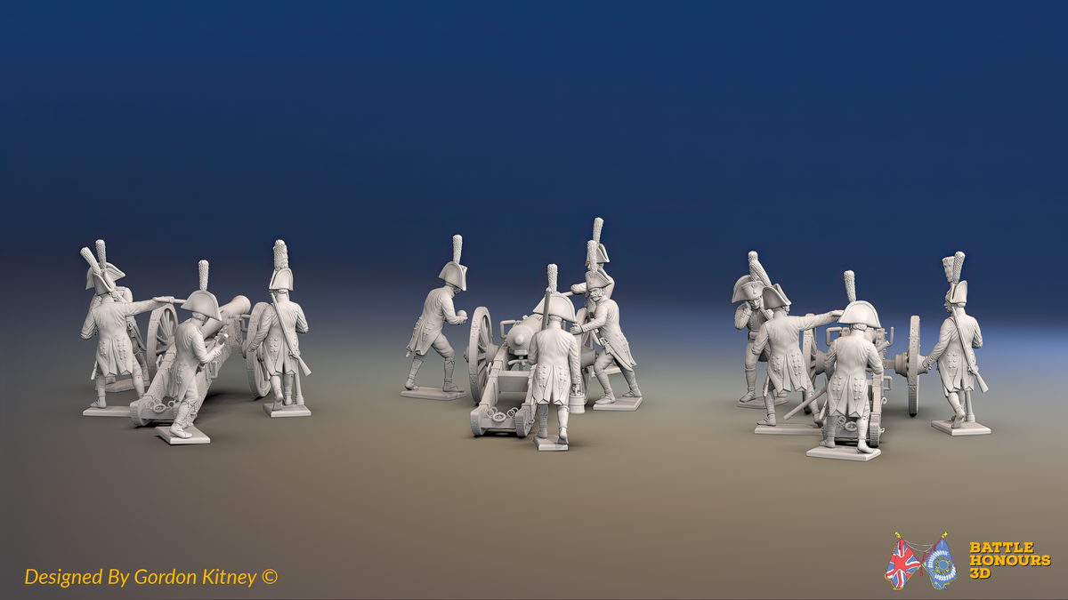 Napoleonic Spanish Foot Artillery Battery - Bicornes - 3 guns and 12 figures, rear view
