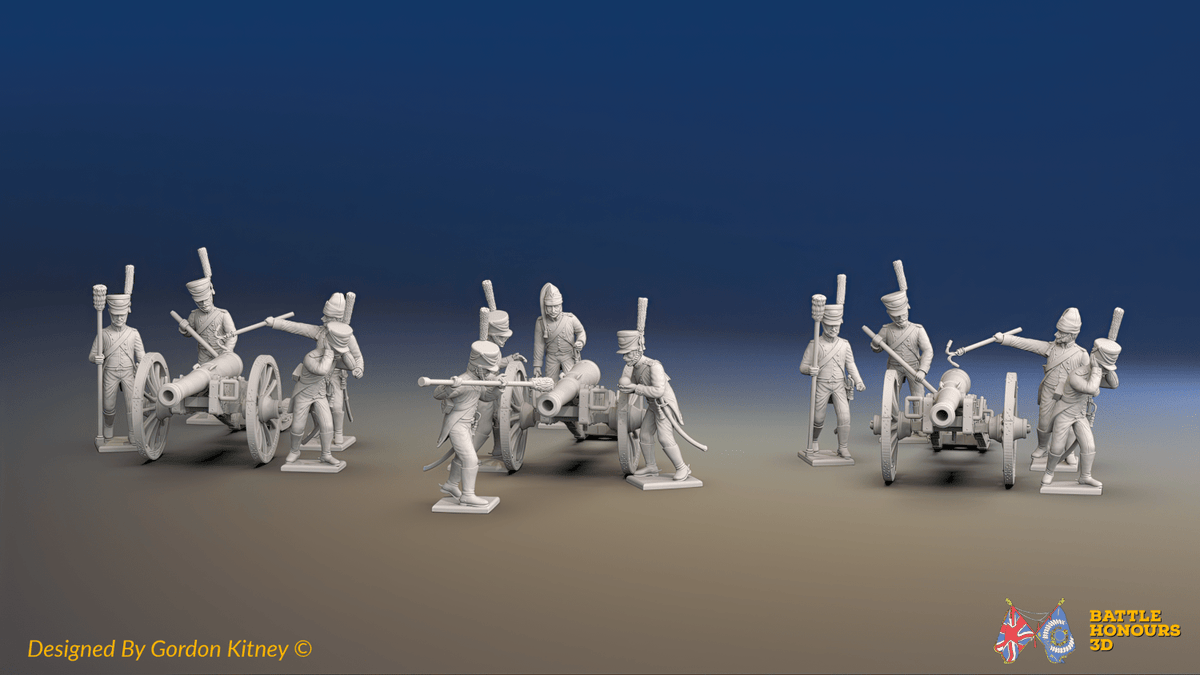Napoleonic Spanish Horse Artillery Battery - 3 guns and 12 figures, front view