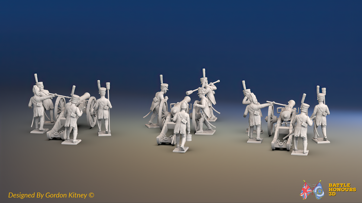 Napoleonic Spanish Horse Artillery Battery - 3 guns and 12 figures, rear view