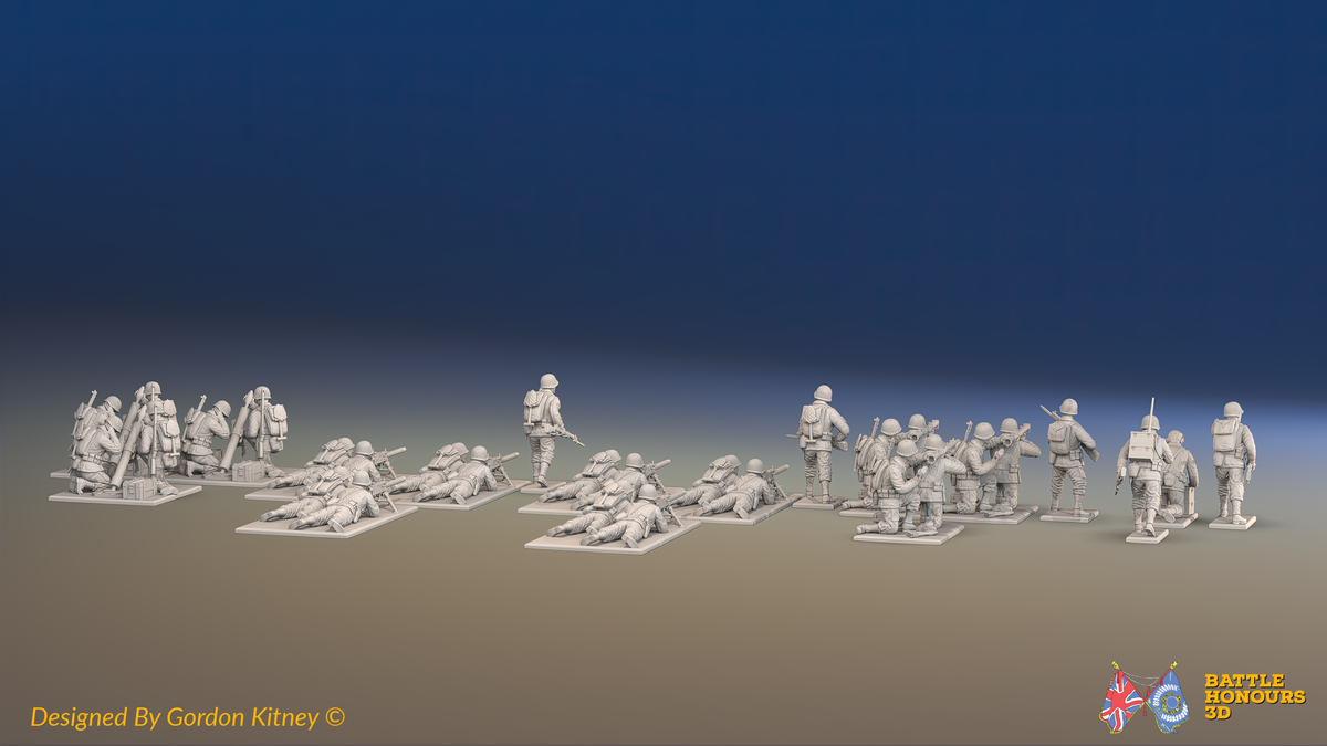 WW2 US Infantry Support Platoon - 30 figures, rear view