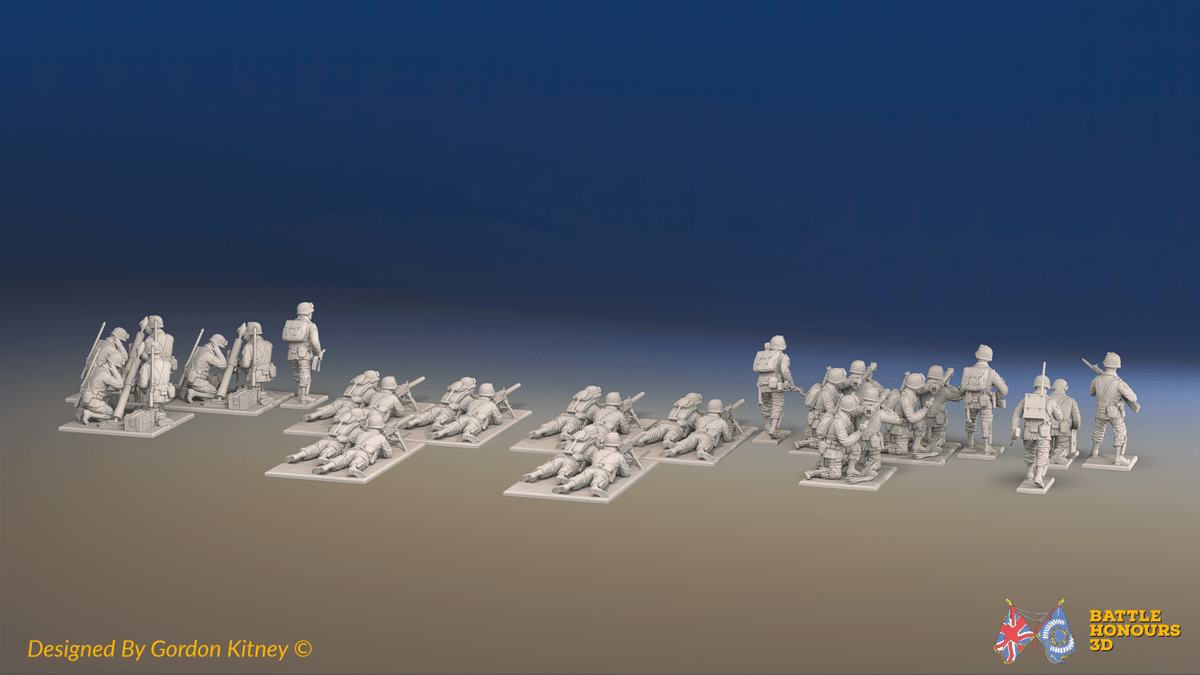 WW2 US Airborne Support Platoon - Helmet Field Dressings - 30 figures, rear view