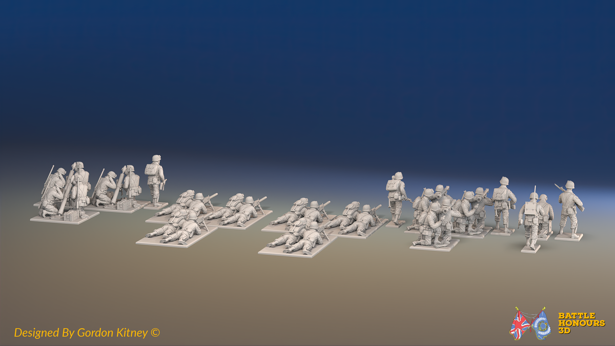 WW2 US Airborne Support Platoon - Helmet Field Dressings - 30 figures, rear view