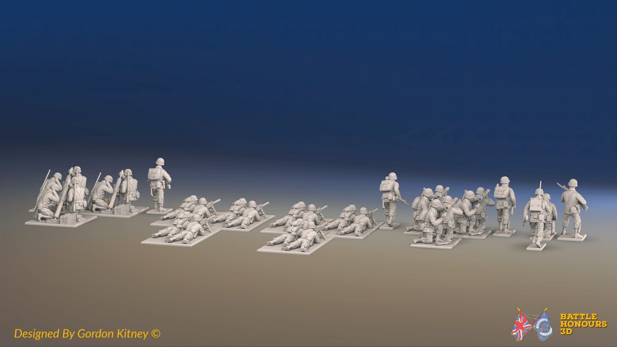 WW2 US Airborne Support Platoon - Helmets without Field Dressings - 30 figures, rear view