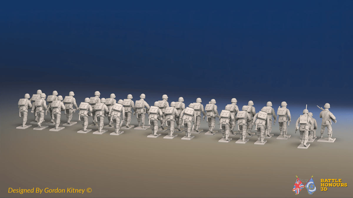 WW2 US Airborne Platoon - Helmets without Field Dressings - 30 figures, rear view