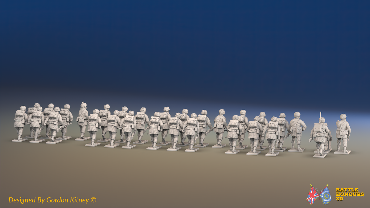 WW2 British Airborne Platoon - Helmets - 30 figures, rear view