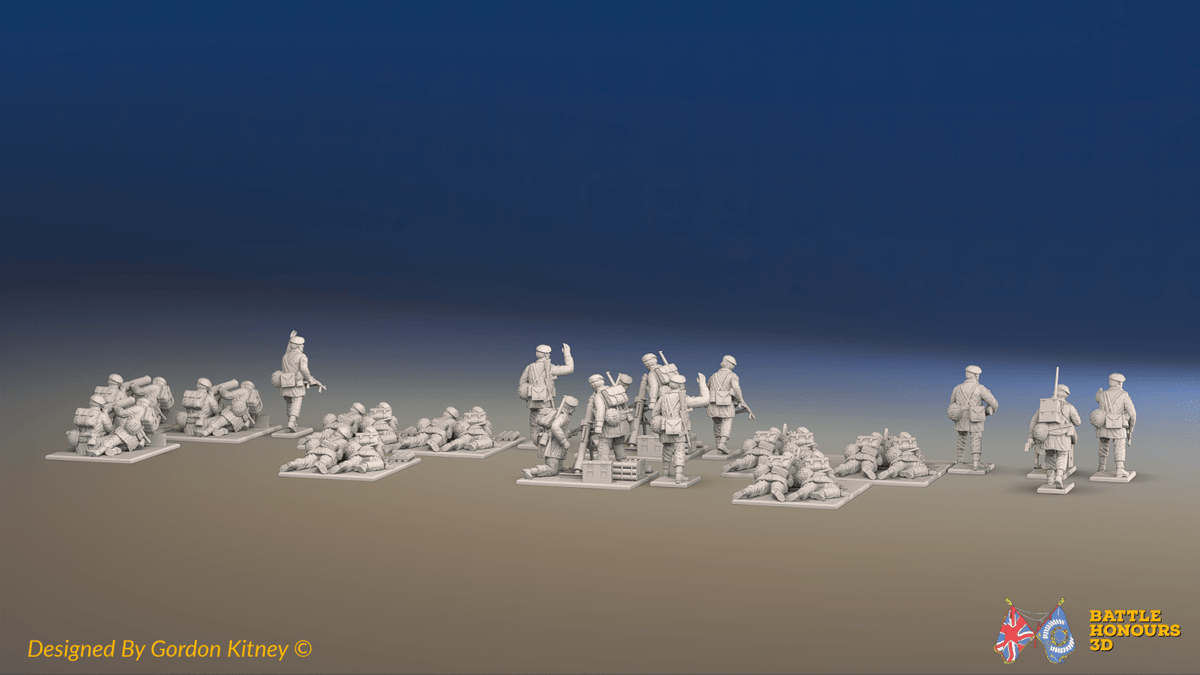 WW2 British Airborne Support Platoon - Berets - 30 figures, rear view