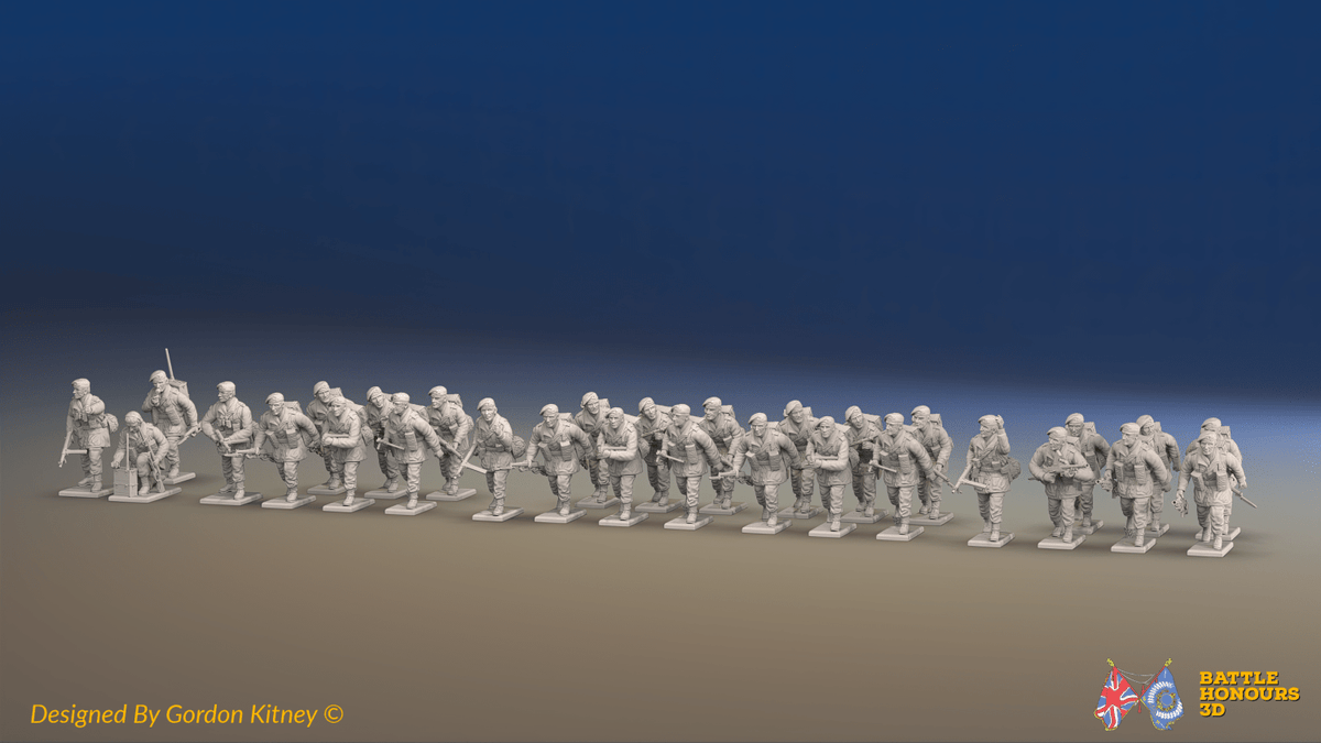 WW2 British Airborne Platoon - Berets - 30 figures, front view