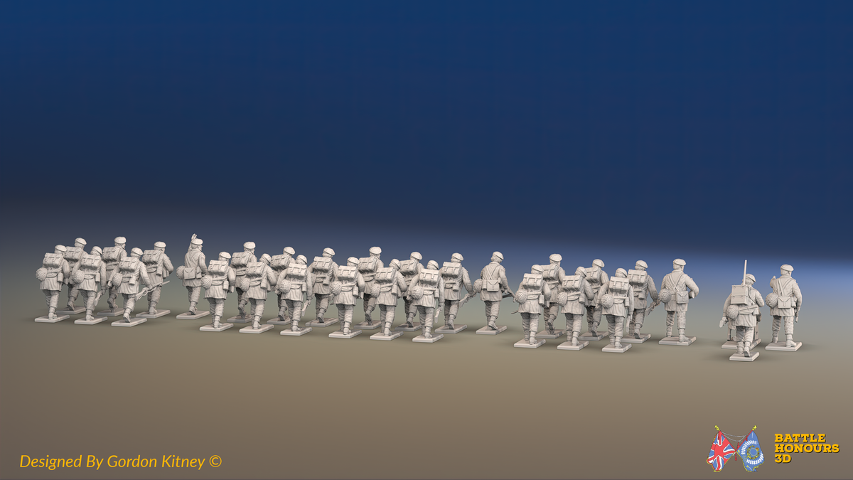 WW2 British Airborne Platoon - Berets - 30 figures, rear view