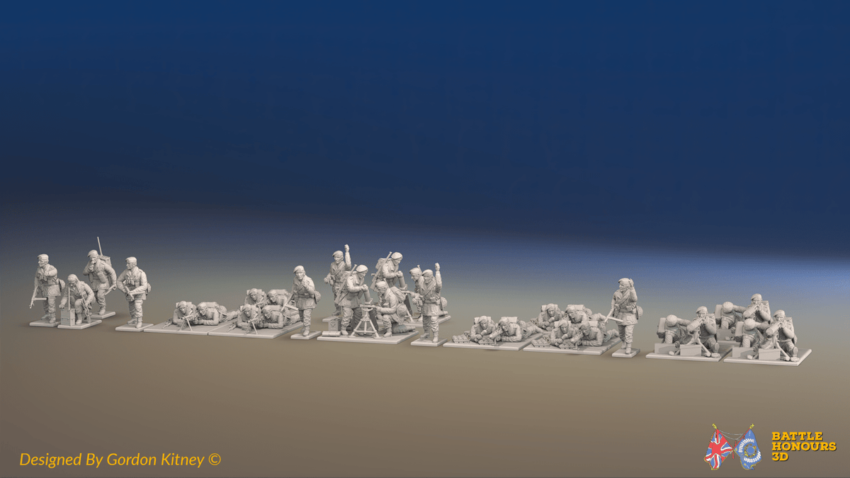 WW2 Royal Marine Commando Support Platoon - Battle Dress - 30 figures, front view
