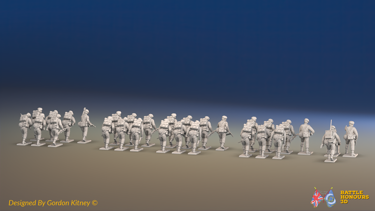 WW2 Royal Marine Commando Platoon - Battle Dress - 30 figures, rear view