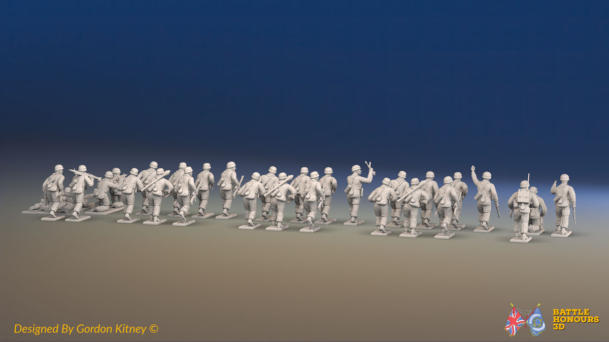 WW2 German Fallschirmjäger Platoon - 30 figures, rear view