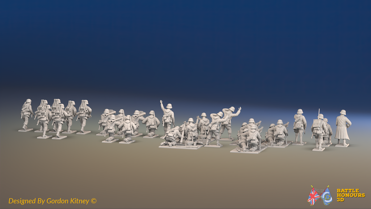 WW2 German Waffen-SS Support Platoon - 30 figures, rear view