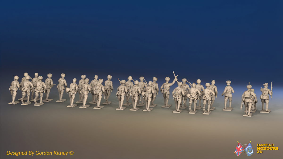 WW2 Soviet Infantry Platoon - Padded Uniforms - 30 figures, rear view