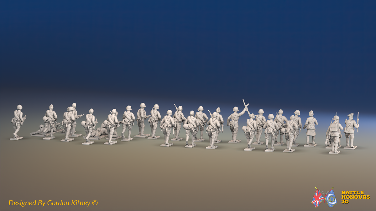 WW2 Soviet Infantry Platoon - Summer Uniforms - 30 figures, rear view