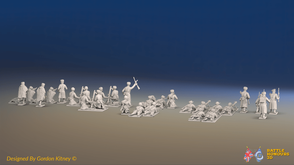 WW2 Soviet Support Platoon - Winter Clothing - 30 figures, rear view