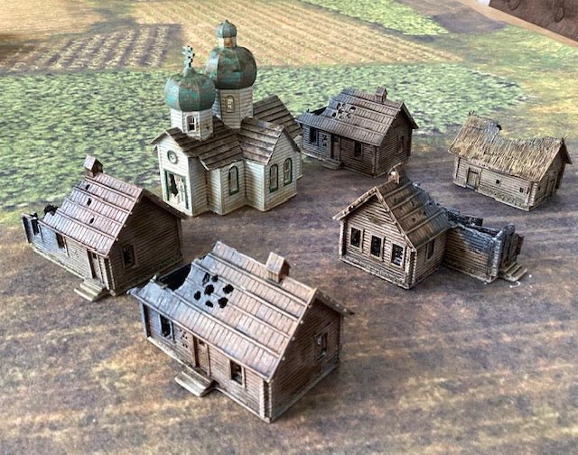 Customer-painted Russian Ruined Village with Russian Church by Battle Honours 3D