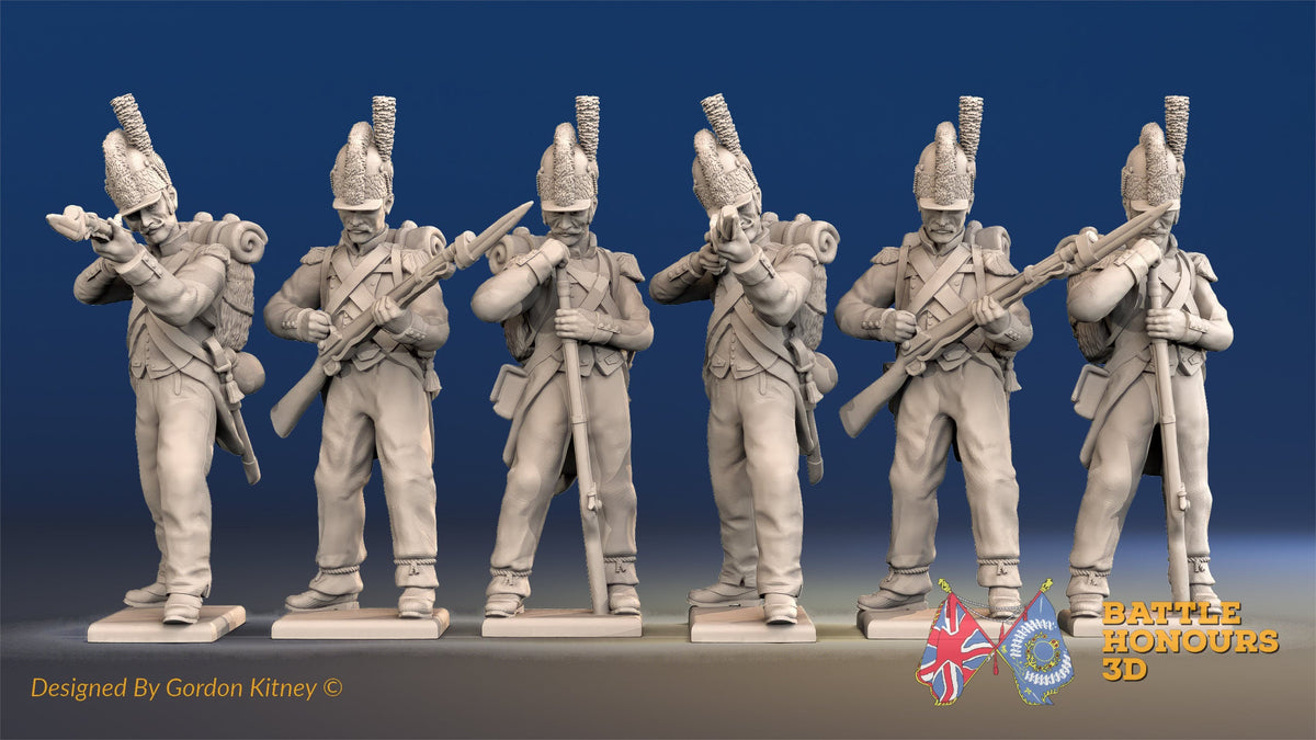 French Tarleton Voltigeurs loading and firing in trousers