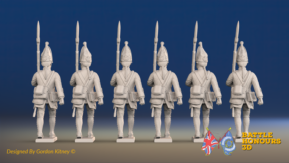 Seven Years’ War Prussian Grenadiers - March Attack - Long Cuff Lace, rear view. Supplied unpainted.