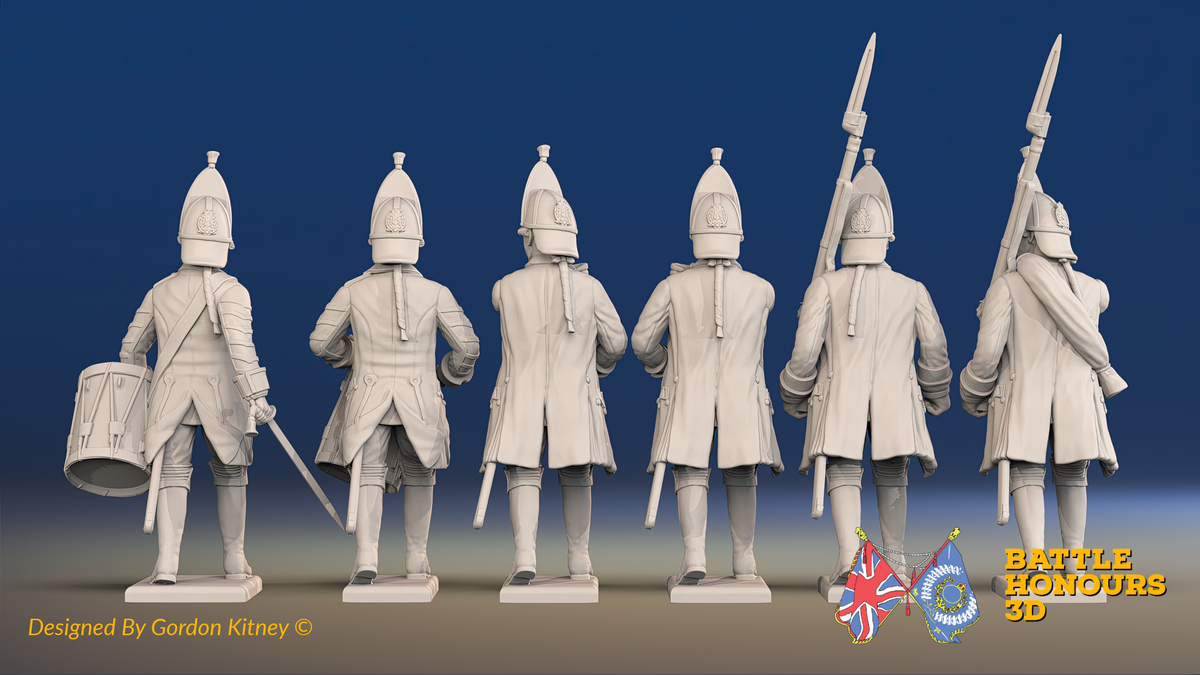 Seven Years’ War Russian Grenadiers Command - Winter Uniform - Observation Corps, rear view. Supplied unpainted.