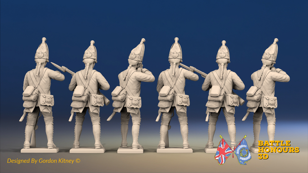 Seven Years’ War Prussian Grenadiers - Firing Line - Straight Lapel Lace, rear view. Supplied unpainted.
